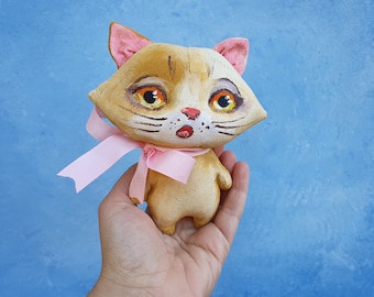 Cat doll, soft toy, fabric toy, children&#39;s toy, handmade cloth doll, birthday gift, gift for children, OOAK gift, OOAK doll