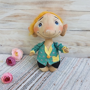 Handmade heirloom rag doll, Blonde girl doll, Linen doll