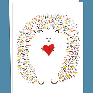 Jolie carte hérisson doux - Fête des mères, anniversaire, Saint-Valentin - Options personnalisées - Nom : « Léopold »