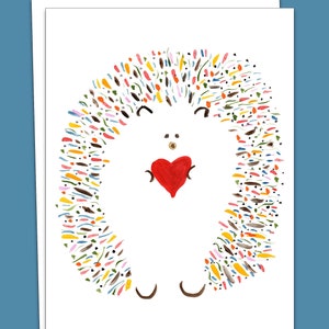 Cute Sweet Hedgehog Card - Mother's Day, Birthday, Valentine's - Personalized Options - Name: "Leopold"