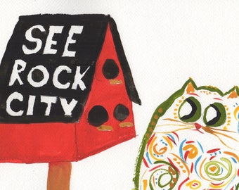 Rock City Kitty stravagante stampa di arte animale colorata decorazioni per la casa