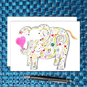 Olifantenkaart met hart - Moederdag, Valentijnsdag, verjaardag, ik hou van jou - Aangepaste opties