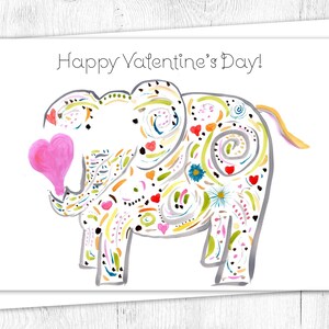 Carte de Saint Valentin Éléphant avec coeur