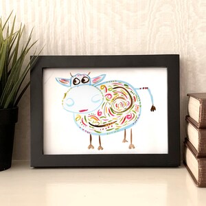 Kuh Druck - Original Handgemaltes Kunstdruck - Kuh Kunst - Aquarell Kuh - Name: &quot;Barb&quot;
