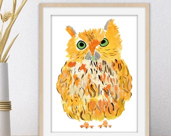 Herbie The Owl Art Print - Original Watercolor Print
