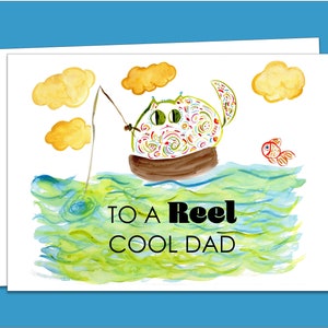 Tarjeta Día del Padre Deportista - Hortense - Gato Pescador - Personalizable