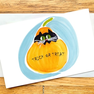 Niedliche Halloween Karte - Benutzerdefinierte Nachricht - Katze Halloween Karte - Kürbis Halloween Karte