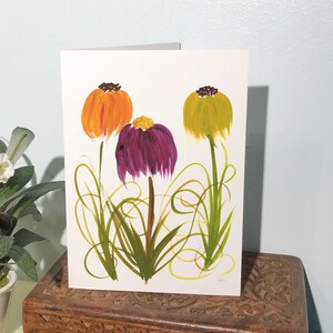 Coneflowers coloridos - Cartão para qualquer ocasião - Arte original em Watrcolor - Opções PERSONALIZADAS
