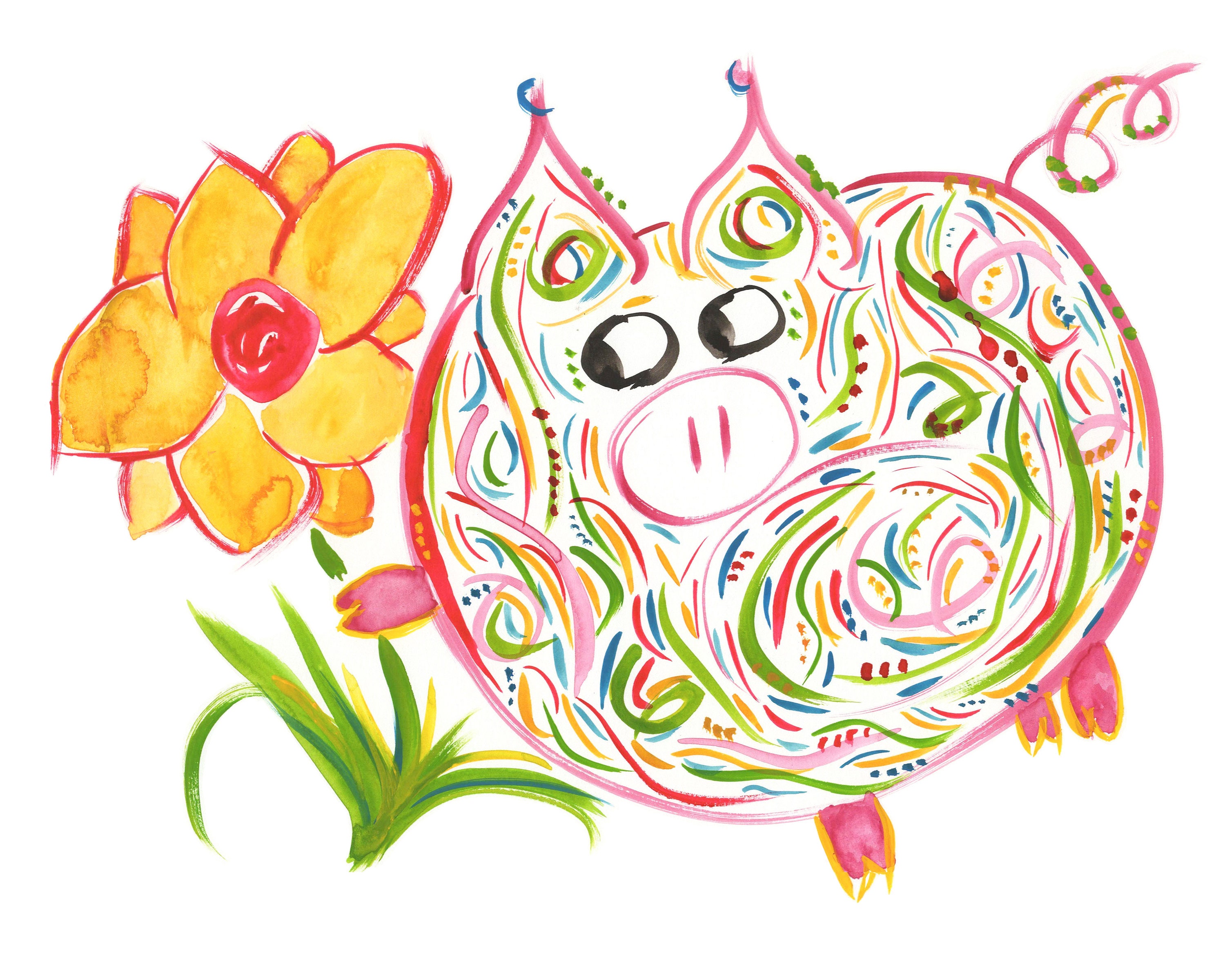 Mother's Day Card Petunia Pig Cute Whimsical - Etsy