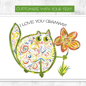 Tarjeta de gato personalizada - Tarjeta de gato lindo - Tarjeta de arte original - Regalo único y de alta calidad - Tarjeta de gato caprichosa