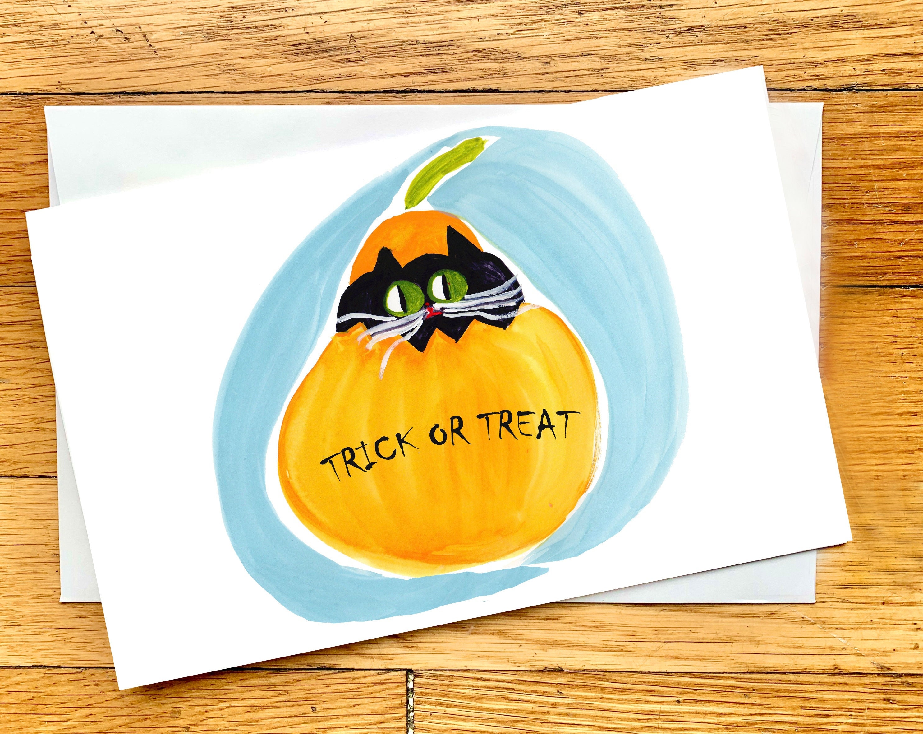 Cute Halloween Card
 Cute Halloween Card Custom Message Cat Halloween Card Etsy