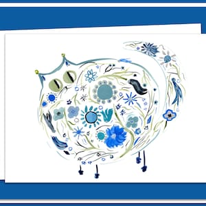 Blue Flower Power Kitty - Cartão para todas as ocasiões - Customizável