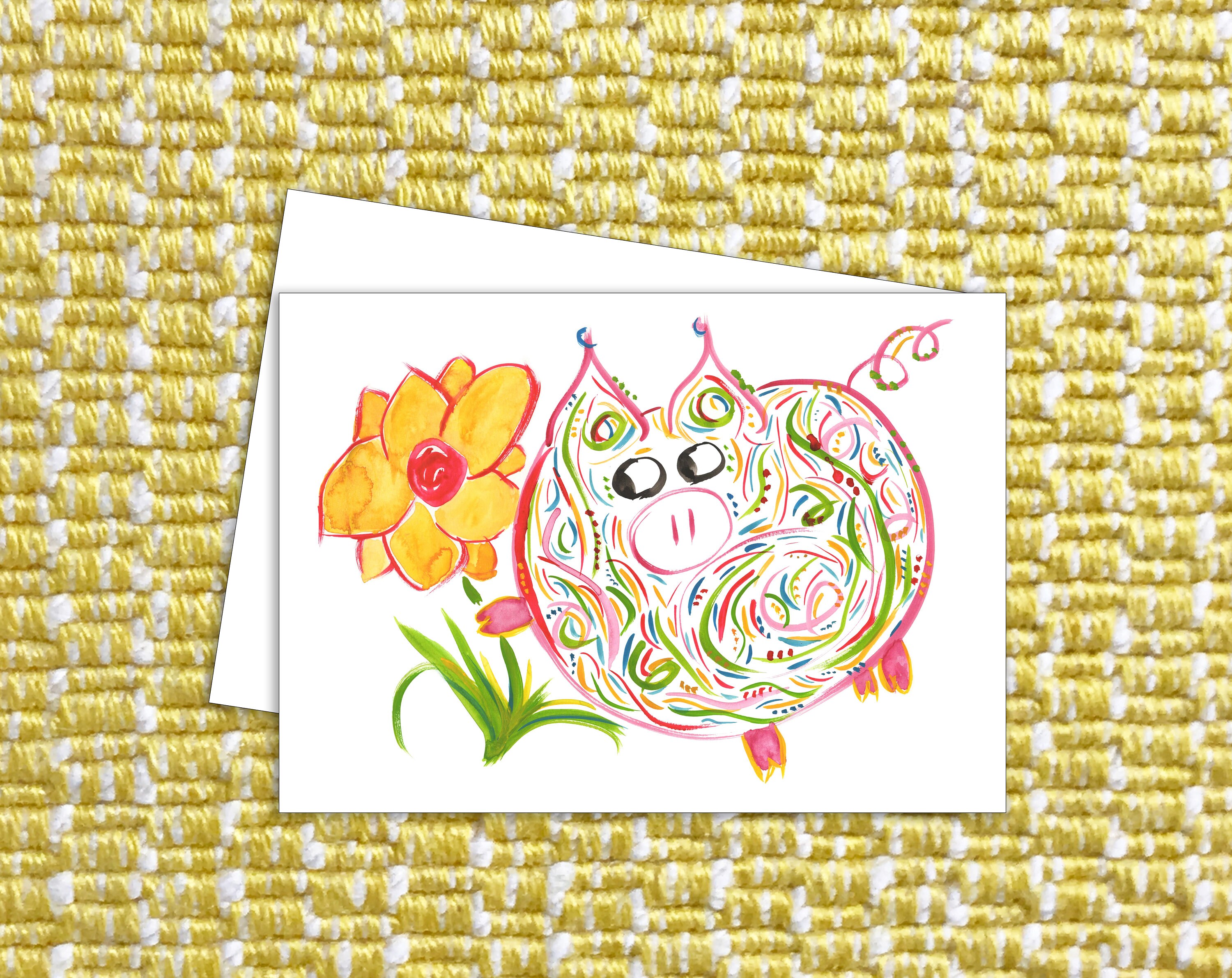 Petunia Pig Greeting Card - Mother's Day, Birthday, Valentine's, Thank ...