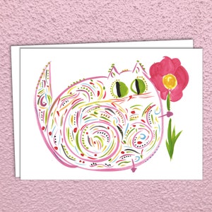 Emma - Sweet Colorful Cat With Flower - Custom Options