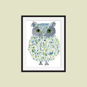 Owl Print Stampa artistica ad acquerello originale Magical Owl Wall Decor Nome: Ollie immagine 1