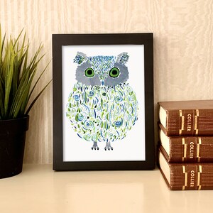 Owl Print Stampa artistica ad acquerello originale Magical Owl Wall Decor Nome: Ollie immagine 3