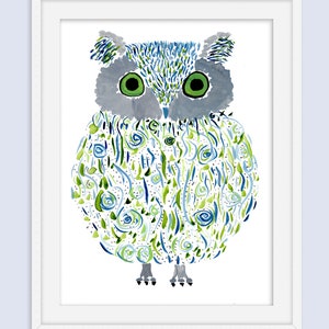 Owl Print Stampa artistica ad acquerello originale Magical Owl Wall Decor Nome: Ollie immagine 5