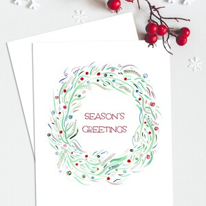 Holiday, Christmas - Vintage Style Wreath - Season&#39;s Greetings - Single Or Sets