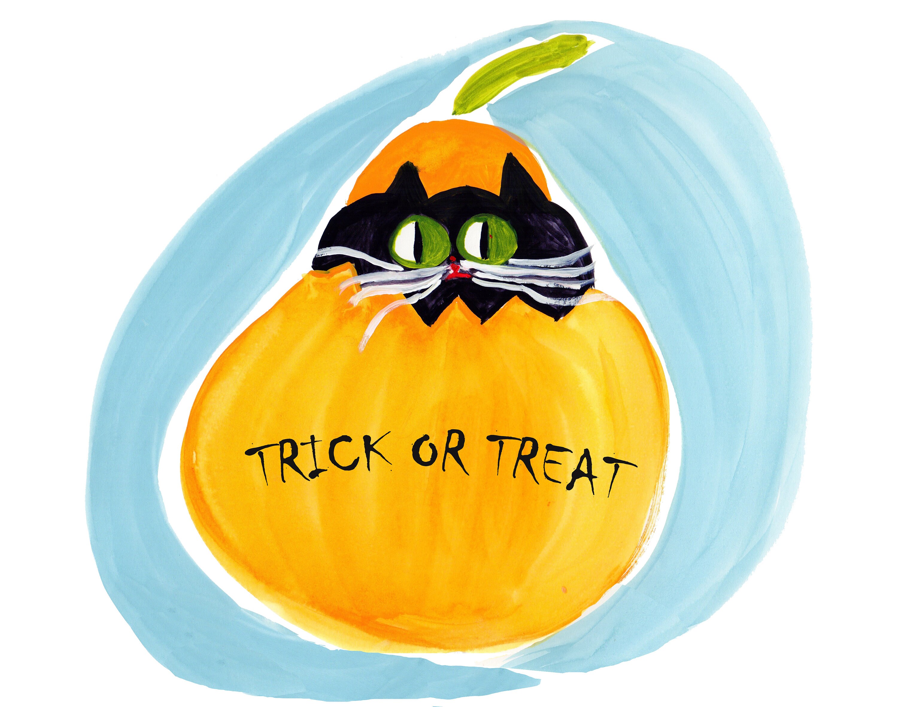 Cute Halloween Card Custom Message Cat Halloween Card Etsy