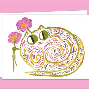 Hannah - Sweet Colorful Cat With Flowers - Custom Options
