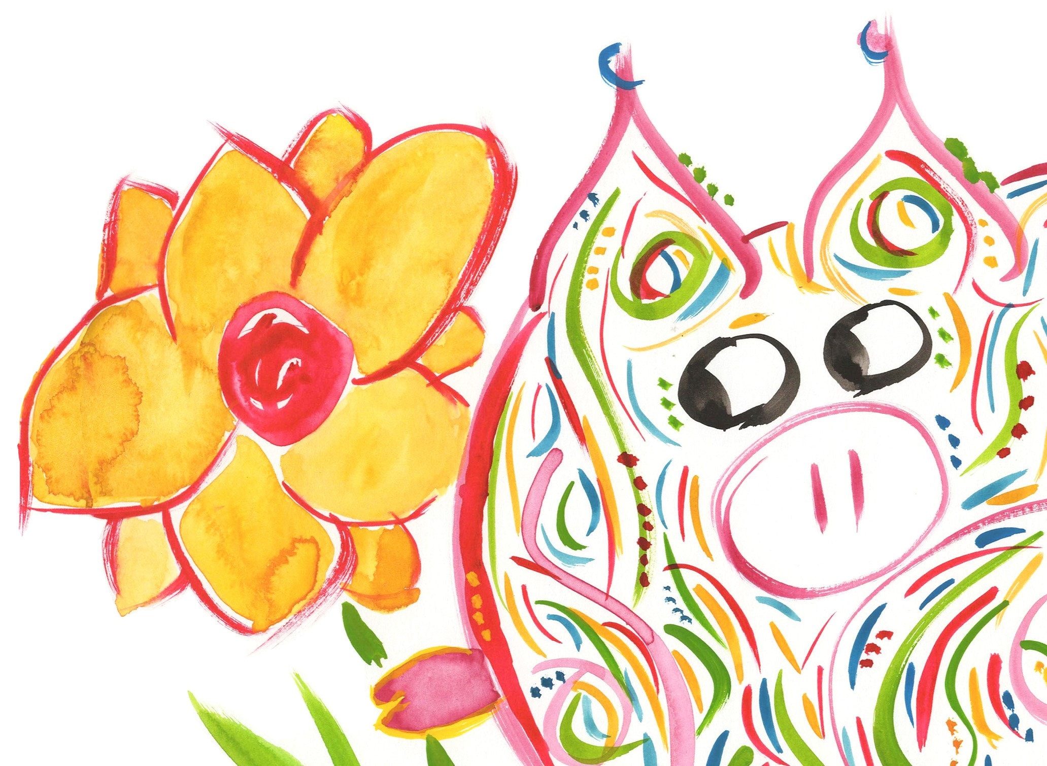 Mother's Day Card Petunia Pig Cute Whimsical - Etsy