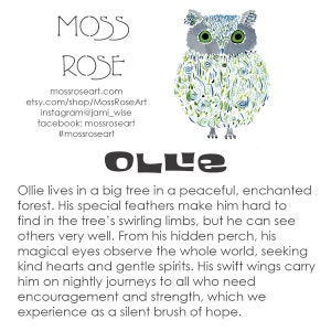 Owl Print Stampa artistica ad acquerello originale Magical Owl Wall Decor Nome: Ollie immagine 2