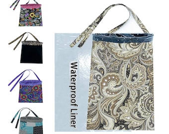 Car Trash Bag - Trash Bag for Car with Reusable Waterproof Liner and Disposable Bags For Auto Garbage Holder Container (Beige Black Paisley)