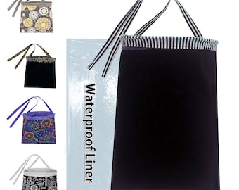 Trash Bag for Car - Black Car Trash Bag with Reusable Waterproof Liner and Disposable Bags For Auto Garbage (Black Stripe)