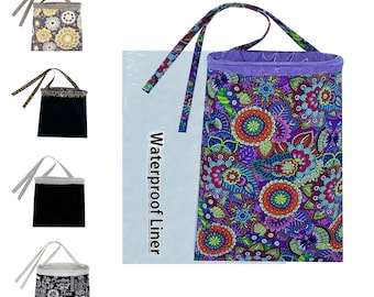 Trash Bag for Car - Purple Car Trash Bag with Reusable Waterproof Liner and Disposable Bags For Auto Garbage (Purple Floral)