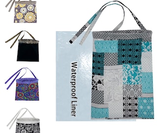 Trash Bag for Car - Teal Car Trash Bag with Reusable Waterproof Liner and Disposable Bags For Auto Garbage (Teal Patchwork)