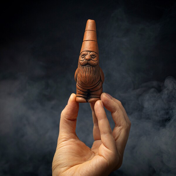 Earthy Gnome Pipe - Handcrafted Ceramic Collectible