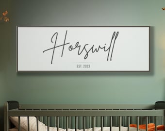 Familienaam teken, familienaam teken, huwelijksgeschenk, housewarming cadeau, gevestigde houten frame, familienaam gevestigde teken, gepersonaliseerde aangepaste