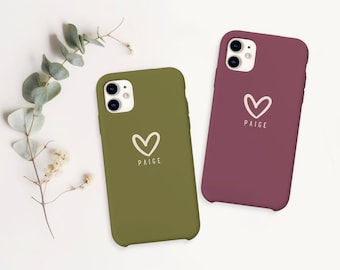 Personalized Phone Case iPhone 14 Pastel Custom Name Initials Phone Slim Case Cover iPhone 7 8 X Xs max Xr 11 12 13 Pro MAX Christmas gift