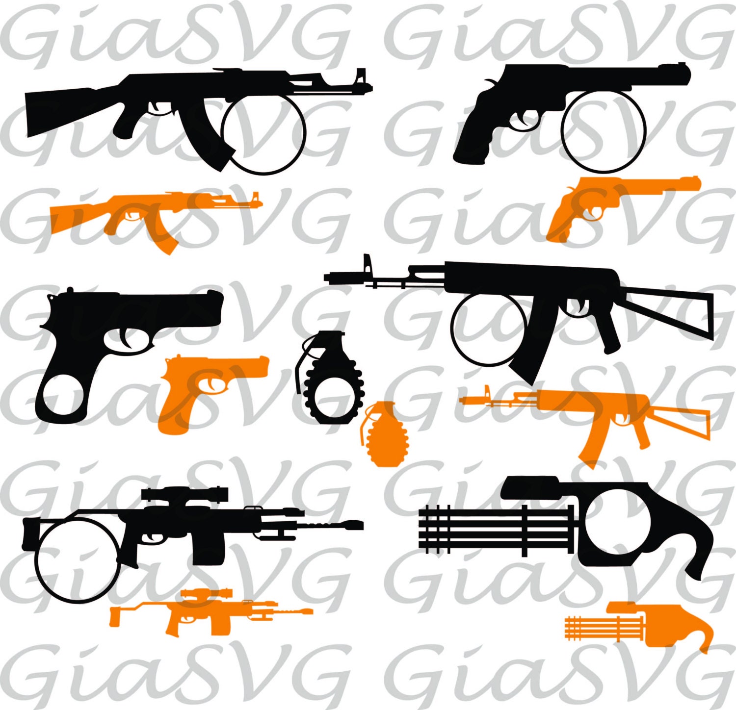 Download Guns Monogram Svg Hand Guns Clipart Ready To Cut Files For Etsy