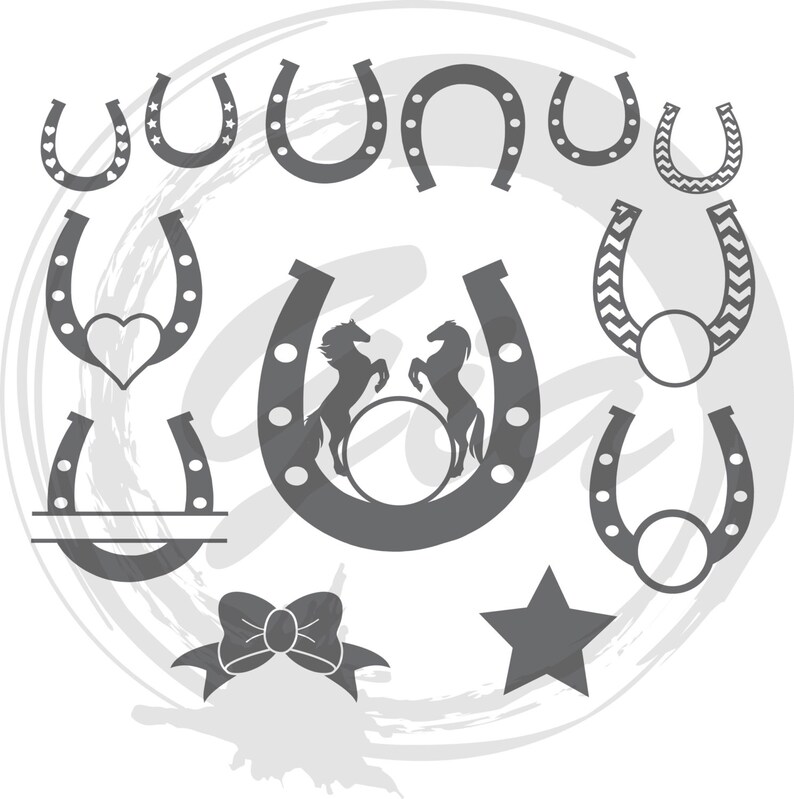 Horseshoe Monogram SVG Chevron Horseshoe Horseshoe Clipart Etsy