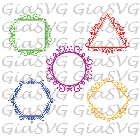 Download Geometric Ornamental Retro Shapes Svg Monogram Frames Svg Etsy