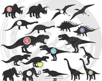 Dinosaurs SVG clipart, Trex svg, dinosaur monogram frame svg, ready to cut files for Cricut, Silhouette etc, also in png, eps & DXF