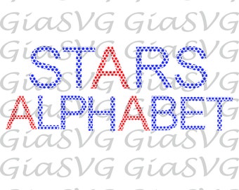 Stars Alphabet svg, stars font svg, stars capital letters svg, ready to cut files for Cricut | Silhouette etc, also in png, eps & DXF