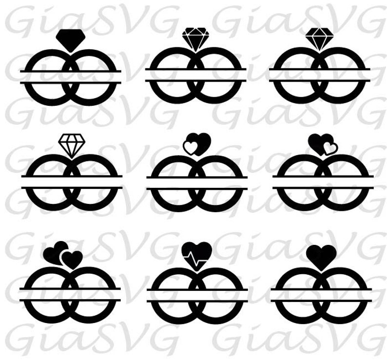 Download Split Wedding Rings SVG DXF die cut files for wedding | Etsy