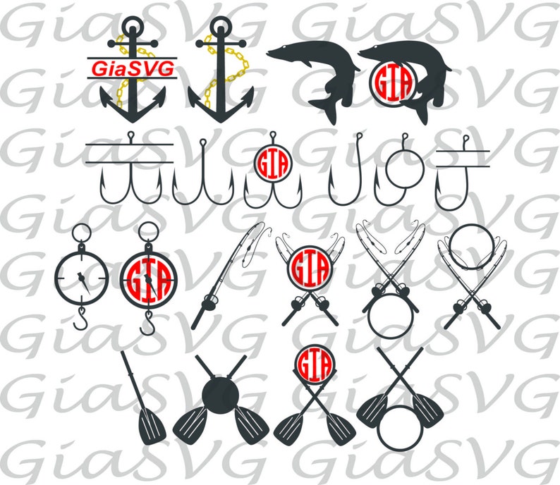 Download Fishing Monogram Frames SVG fishing hook svg fishing hobby ...