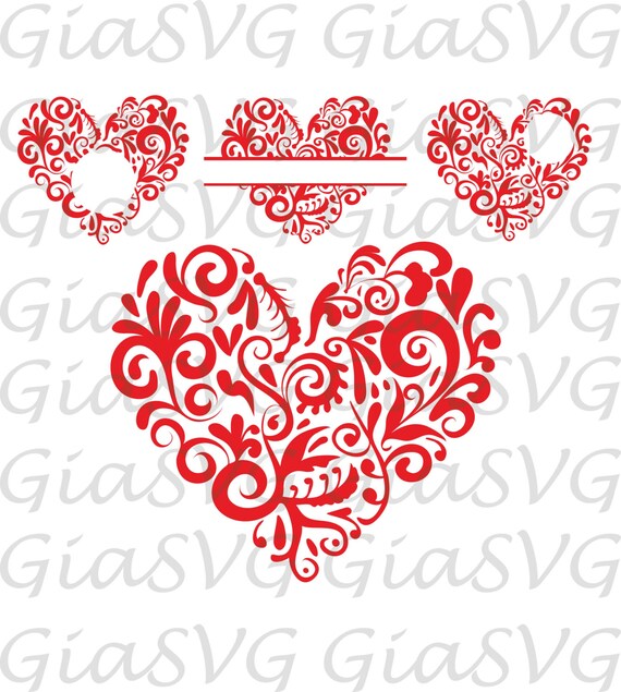 Download Floral Heart Monogram SVG hearts svg love svg ready to cut ...