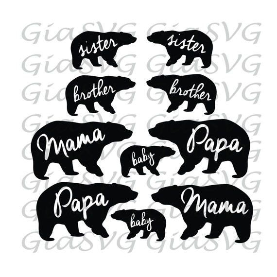 Paquete Svg Oso Oso De Mama Oso De Papa Oso Bebe Direccion Etsy