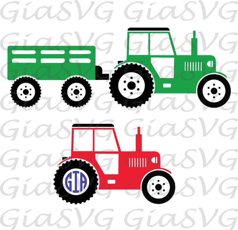 Tractor With Trailer Svg Farm Tractor Svg Tractor Monogram Etsy