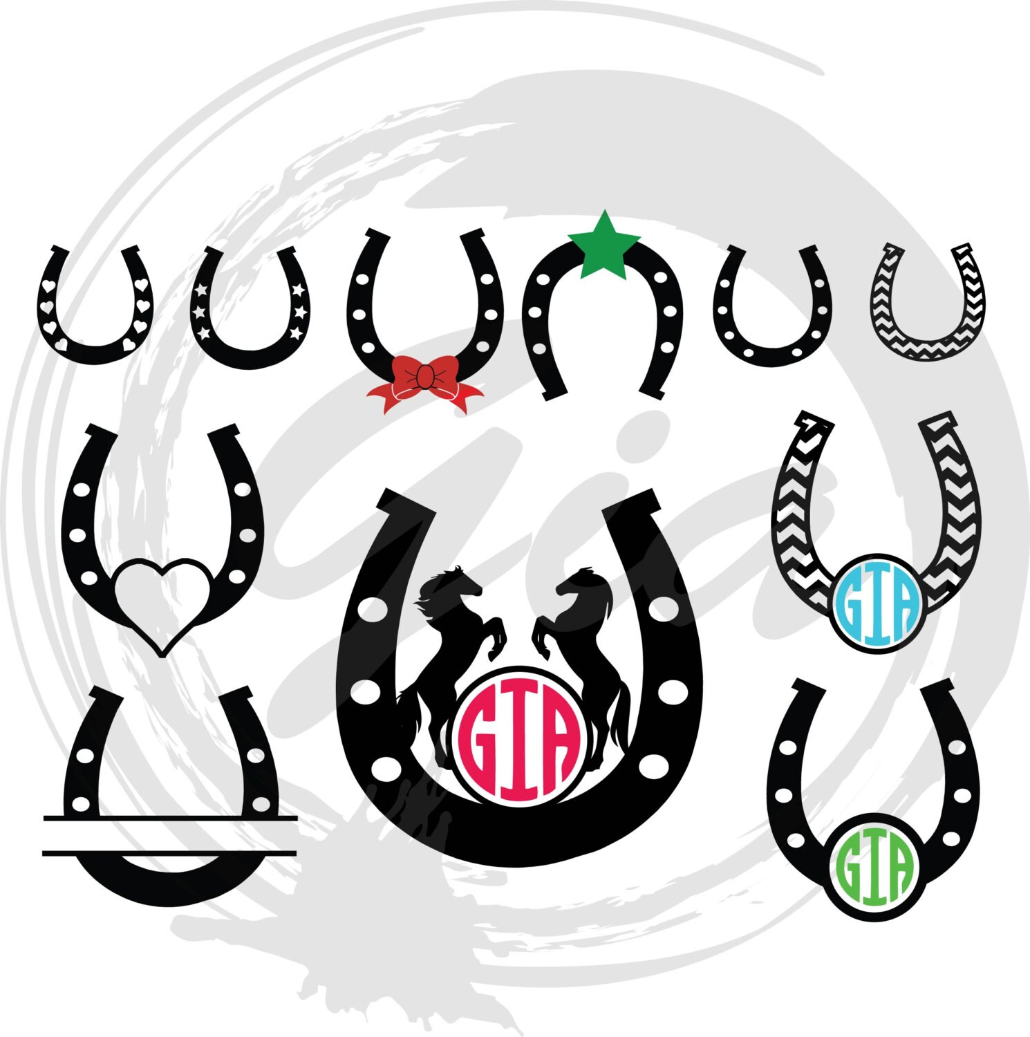 Horseshoe Monogram SVG chevron horseshoe horseshoe clipart Etsy