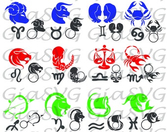 Zodiac Signs SVG, horoscope svg, star signs svg, horoscope monogram, ready to cut for Cricut | Silhouette etc, also in png, eps and DXF