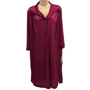Vintage Vanity Fair Night Gown Lingerie Purple Button Large Lounge Wear Robe New