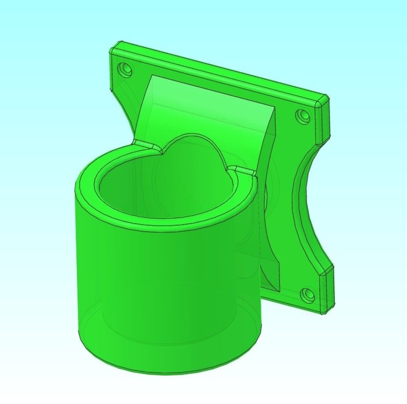 Puede incluir: Un soporte de pared de pl&aacute;stico verde con un soporte cil&iacute;ndrico. El soporte est&aacute; dise&ntilde;ado para sostener un objeto redondo, como una botella o una lata.
