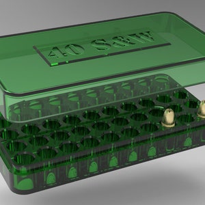 40 S&W  (50 Round) Ammo Box STL. For 3D Printing. CNC