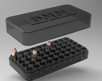 Caja de munición de 9 mm (50 balas) STL para impresión 3D.