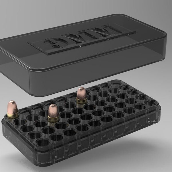 9mm Ammo Box (50 Round) STL for 3d Printing.